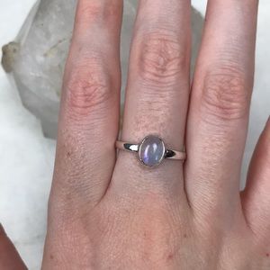 .925 sterling silver plated moonstone jewel ring
